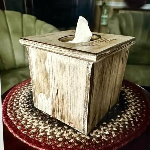 Wood Tissue Holder Rustic Farmhouse Wooden Tissue Box Cover Square Tissue Box - Picture 4 of 4